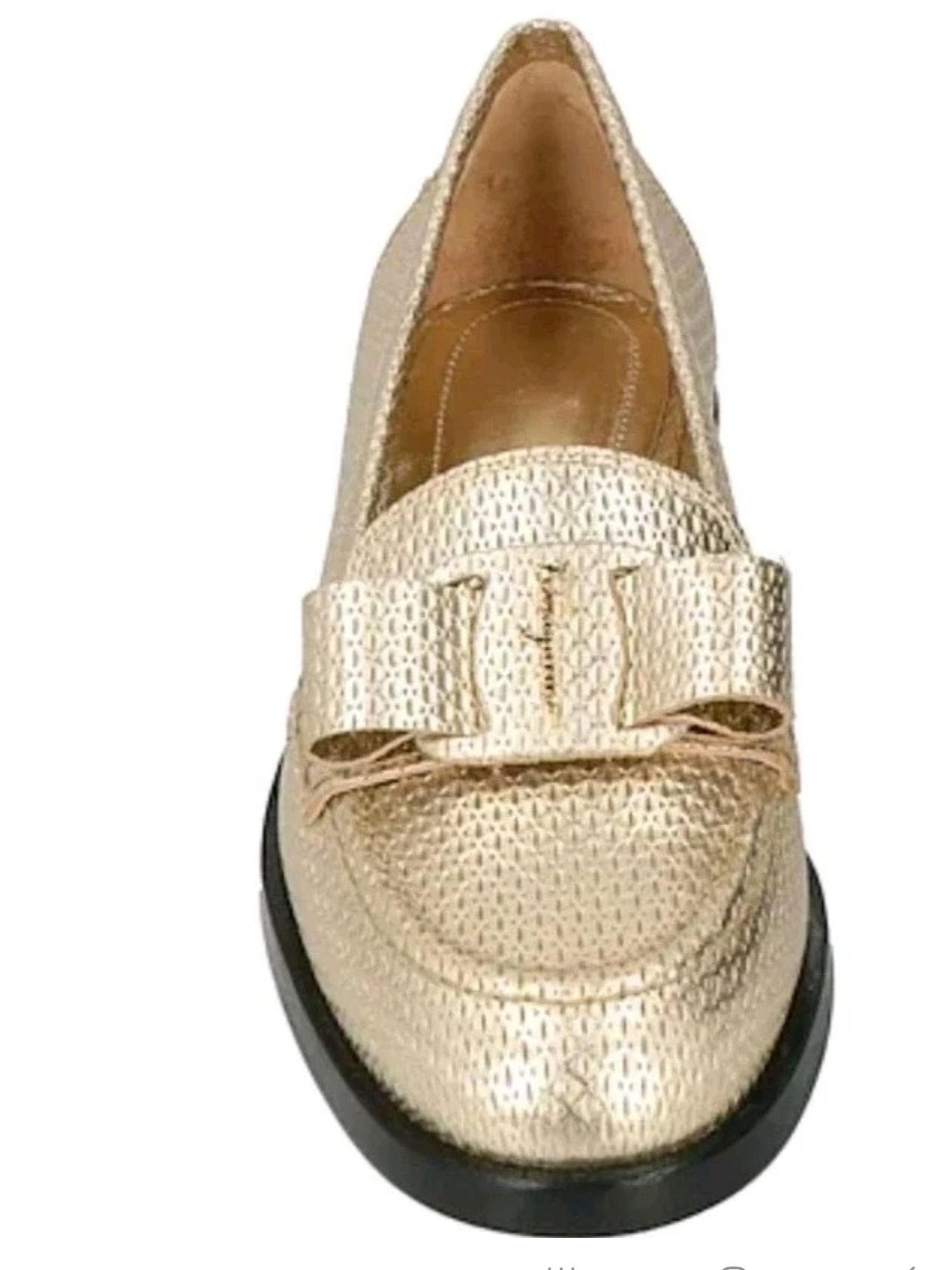 Salvatore Ferragamo Metallic Gold Bow Loafer
